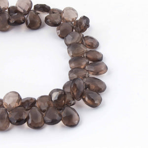 1  Strand Smoky Quartz Faceted Briolettes -Pear Shape Briolettes - 7mmx5mm-14mmx10mm - 9 Inches BR01157 - Tucson Beads