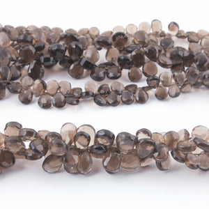 1  Strand Smoky Quartz Faceted Briolettes -Pear Shape Briolettes - 7mmx5mm-14mmx10mm - 9 Inches BR01157 - Tucson Beads