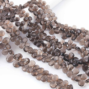 1  Strand Smoky Quartz Faceted Briolettes -Pear Shape Briolettes - 7mmx5mm-14mmx10mm - 9 Inches BR01157 - Tucson Beads