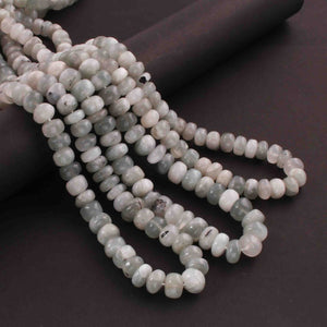 1  Strand Grey Moonstone Smooth Rondelles - Round Shape Rondelles - 7mm-10mm- 17 Inches BR02217 - Tucson Beads