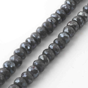 1 Long Strands Gray Moonstone Silver Coated Faceted Rondelles - Gray Moonstone Roundelle Beads 5mm-6mm 15.5 Inches BR479 - Tucson Beads