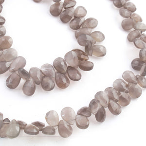 1 Grey Moonstone Faceted Briolettes - Pear Shape Briolettes -10mmx7mm -8 Inches BR02004 - Tucson Beads