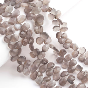 1 Grey Moonstone Faceted Briolettes - Pear Shape Briolettes -10mmx7mm -8 Inches BR02004 - Tucson Beads