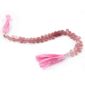 1 Strand Strawberry Quartz  Faceted Briolettes -Pear Shape Briolettes - 9mmx6mm-10mmx7mm - 8 inch BR01200 - Tucson Beads