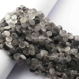 1 Strands Black Rutile Faceted Heart Briolettes - Tourmilated Quartz  Heart Shape Birolettes 8mmx9mm-10mmx10mm 8 inch BR2803 - Tucson Beads