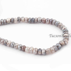 1 Long Strand Gray Silverite  Faceted  Rondelles- Rondelles Beads -7mm-5mm - 13.5  Inches BR0502 - Tucson Beads