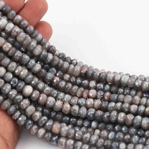 1 Long Strand Gray Silverite  Faceted  Rondelles- Rondelles Beads -7mm-5mm - 13.5  Inches BR0502 - Tucson Beads