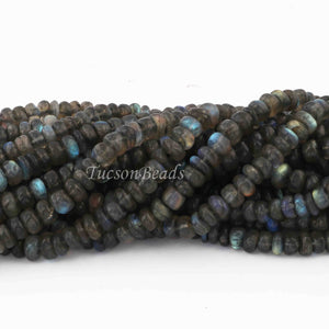 1 Strand Labradorite Smooth Rondelles- Rondelles Beads -5mm-7mm - 8 Inches BR0495 - Tucson Beads