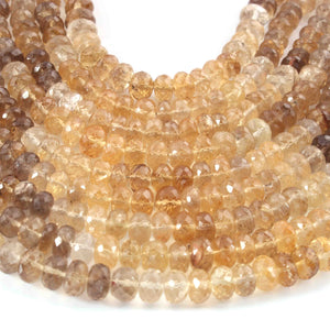 1  Long Strand Bio Lemon Quartz Faceted Rondells -Round  Shape  Rondells  7mm-8mm-8 Inches BR02231 - Tucson Beads