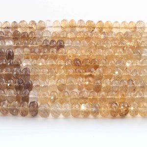 1  Long Strand Bio Lemon Quartz Faceted Rondells -Round  Shape  Rondells  7mm-8mm-8 Inches BR02231 - Tucson Beads