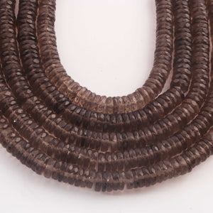 1  Strand  Natural  Smoky Quartz Faceted Heishi Tyre Shape Gemstone Beads,  Smoky Quartz  Tyre Wheel Rondelles Beads, 7mm 8 Inches BR02893 - Tucson Beads