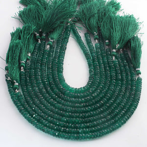 1  Strand  Natural  Green Onyx Faceted Heishi Tyre Shape Gemstone Beads,  Green Onyx Tyre Wheel Rondelles Beads, 5mm-8-inches-br02894 - Tucson Beads