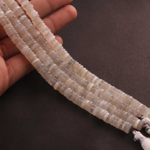 1  Strand  Natural White Moon Stone Faceted Heishi Tyre Shape Gemstone Beads, White Moon Stone  Tyre Wheel Rondelles Beads, 7mm 8 Inches BR02898 - Tucson Beads