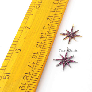 1 Pc Beautiful Ruby Star 925 Sterling Silver/ Vermeil Single Bail Pendant 22mmx19mm WTC454 - Tucson Beads