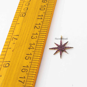 1 Pc Beautiful Ruby Star 925 Sterling Silver/ Vermeil Single Bail Pendant 22mmx19mm WTC454 - Tucson Beads