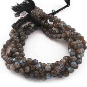 1  Strand Labradorite Faceted Round Ball - Gemstone Rondelles Ball -8mm-7mm 15 Inches BR0694 - Tucson Beads