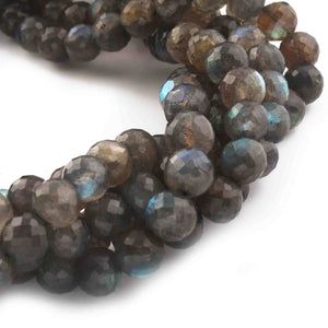 1  Strand Labradorite Faceted Round Ball - Gemstone Rondelles Ball -8mm-7mm 15 Inches BR0694 - Tucson Beads