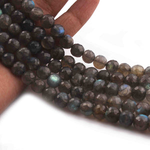 1  Strand Labradorite Faceted Round Ball - Gemstone Rondelles Ball -8mm-7mm 15 Inches BR0694 - Tucson Beads