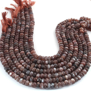 1  Long Strand Chocolate  Moon Stone Faceted Roundells -Round Shape Roundells-8mm- 9mm-13 Inches BR02290 - Tucson Beads