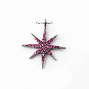 1 Pc Beautiful Ruby Star 925 Sterling Silver/ Vermeil Single Bail Pendant 22mmx19mm WTC454 - Tucson Beads