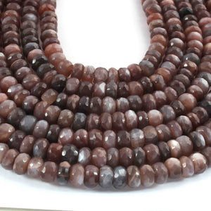 1  Long Strand Chocolate  Moon Stone Faceted Roundells -Round Shape Roundells-8mm- 9mm-13 Inches BR02290 - Tucson Beads