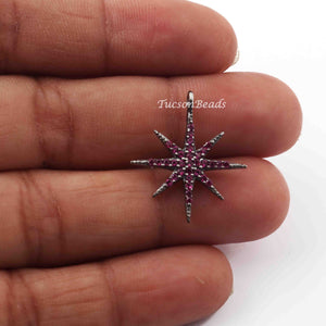 1 Pc Beautiful Ruby Star 925 Sterling Silver/ Vermeil Single Bail Pendant 22mmx19mm WTC454 - Tucson Beads