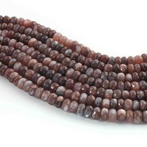 1  Long Strand Chocolate  Moon Stone Faceted Roundells -Round Shape Roundells-8mm- 9mm-13 Inches BR02290 - Tucson Beads