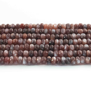 1  Long Strand Chocolate  Moon Stone Faceted Roundells -Round Shape Roundells-8mm- 9mm-13 Inches BR02290 - Tucson Beads