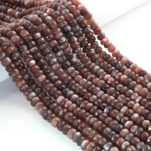 1  Long Strand Chocolate  Moon Stone Faceted Roundells -Round Shape Roundells-8mm- 9mm-13 Inches BR02290 - Tucson Beads