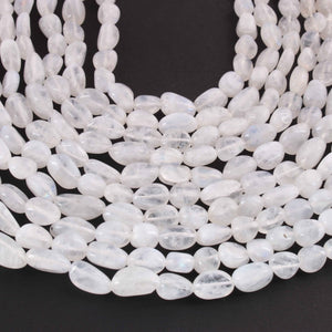 1  Long Strand White Rainbow Moonstone Faceted Briolettes  -Oval Shape Briolettes  7mmx7mm - 15mmx8mm -13 Inches BR02284 - Tucson Beads