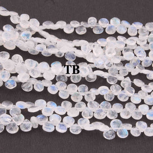 1 Strands Fine Making , Top Quality White Rainbow Moonstone Faceted Briolettes - Heart Shape  6mm-9mm-10 inches BR1027 - Tucson Beads