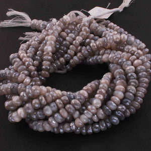 1 Strand Gray Moonstone Silver Coated  Faceted Rondelles  - Gemstone Rondelles  8mm-9mm 14 Inches BR0666 - Tucson Beads