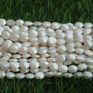 1  Strand White Silverite Faceted Briolettes  -Oval Shape Briolettes  - 8mm-10mm -15 Inches BR0311 - Tucson Beads