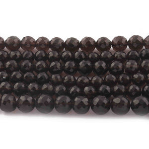 1 Long Strand Smoky Quartz Faceted Round Balls beads - Gemstone ball Beads 7mm-8mm 10 Inches BR0735 - Tucson Beads