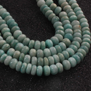 1 Strand Amazonite Smooth Rondelles -Amazonite Round   Roundel Beads 9mm-8mm  9.5  Inches BR0369 - Tucson Beads