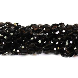 1  Strand Smoky Quartz Faceted   Briolettes -Coin Shape  Briolettes  10mmx9mm-8 Inches BR3103 - Tucson Beads