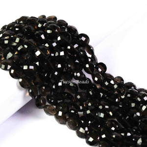 1  Strand Smoky Quartz Faceted   Briolettes -Coin Shape  Briolettes  10mmx9mm-8 Inches BR3103 - Tucson Beads