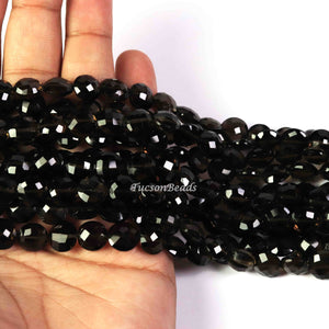 1  Strand Smoky Quartz Faceted   Briolettes -Coin Shape  Briolettes  10mmx9mm-8 Inches BR3103 - Tucson Beads