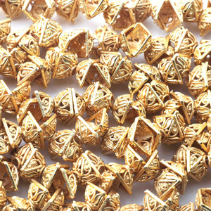 1 Strands 24k Gold Plated Copper Square Shape Half Cap Beads, Designer Beads, Jewelry Making , 4mmx8mm,  gpc1130 - Tucson Beads