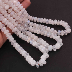 1 Long Strand White Rainbow Moonstone Faceted Rondelles - Round Shape Rondelles - 8mm-9mm -16 Inches BR01875 - Tucson Beads