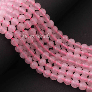 1 Strand Rose Quartz, Best Quality , High Quality , Smooth Round Balls - Smooth Balls Beads -5mm-6mm 15 Inches BR0095 - Tucson Beads