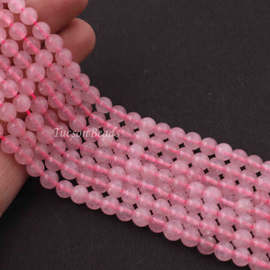 1 Strand Rose Quartz, Best Quality , High Quality , Smooth Round Balls - Smooth Balls Beads -5mm-6mm 15 Inches BR0095 - Tucson Beads