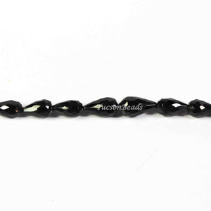 1 Strand Black Spinal Faceted   Briolettes -Tear Shape  Briolettes  7mmx13mm-5mmx7mm-7 Inches BR3002 - Tucson Beads