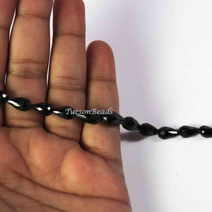 1 Strand Black Spinal Faceted   Briolettes -Tear Shape  Briolettes  7mmx13mm-5mmx7mm-7 Inches BR3002 - Tucson Beads