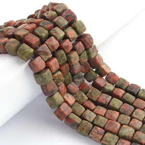 1 Strand Unakite Faceted  Briolettes - Cube Shape  Briolettes 9mm-10mm 8 Inches BR02602 - Tucson Beads