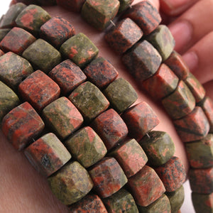 1 Strand Unakite Faceted  Briolettes - Cube Shape  Briolettes 9mm-10mm 8 Inches BR02602 - Tucson Beads