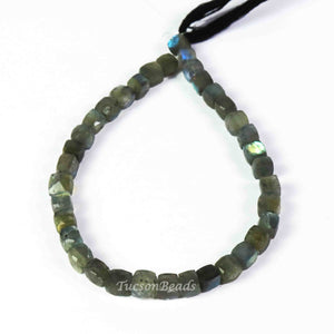 1 Strand Labradorite Faceted Cube Beads Briolettes -  Labradorite Box Shape Beads 7mm  10 Inches BR3130 - Tucson Beads