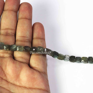 1 Strand Labradorite Faceted Cube Beads Briolettes -  Labradorite Box Shape Beads 7mm  10 Inches BR3130 - Tucson Beads