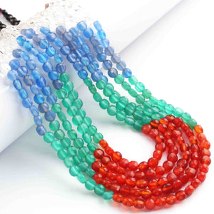 5 Strand AAA Quality Multi Color Faceted Coin beads Ready To Wear Necklace - Coin Beads 4mm- 17 Inch BRU202 - Tucson Beads