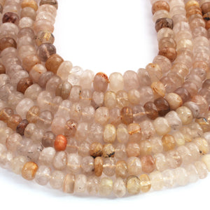 1 Strand Golden Rutile Smooth Rondelles - Smooth Rondelles Beads 7mm-9mm- 13 Inches BR02596 - Tucson Beads